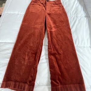 The Colette Cropped Wide-Leg Pants by Maeve:
Corduroy Edition.  sz 29 rust color